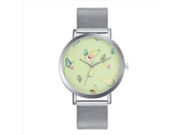 Reloj De Cuarzo Unisex Con Dial Redondo Y Correa De Acero Inoxidable Casual Plateado