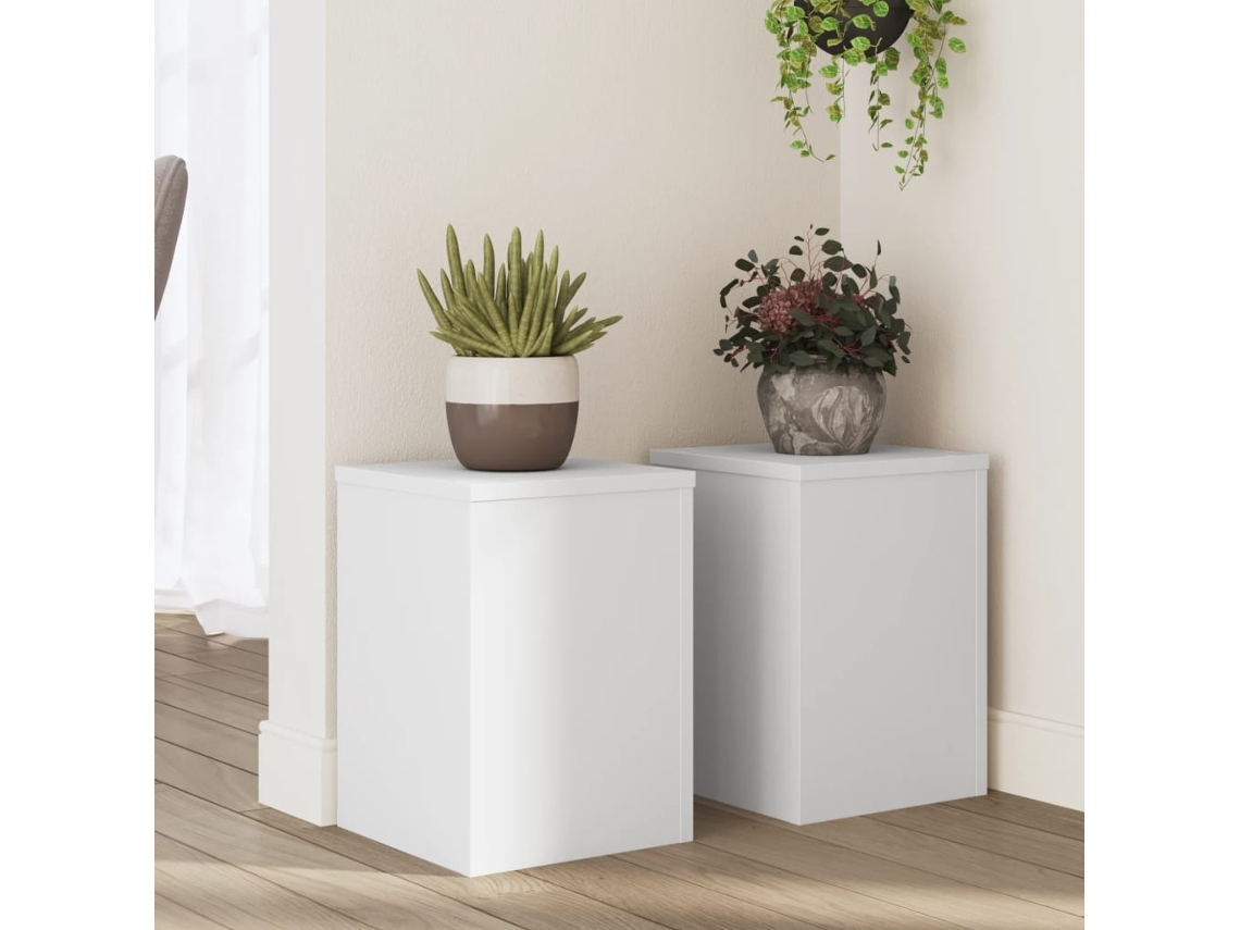 Vidaxl Suportes P/ Plantas 2 Pcs 25x25x35 Cm Derivados Madeira Branco