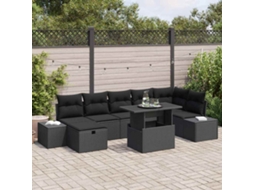 Vidaxl Conjunto De Sofá De Jardim 8 Pcs Preto Rattan Sintético