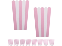 Caixas De Pipoca Pequenas Zerodeko Em Papel Resistente Com Listras Rosa E Borda Ondulada, 24 Unidades, Para Lanches Em