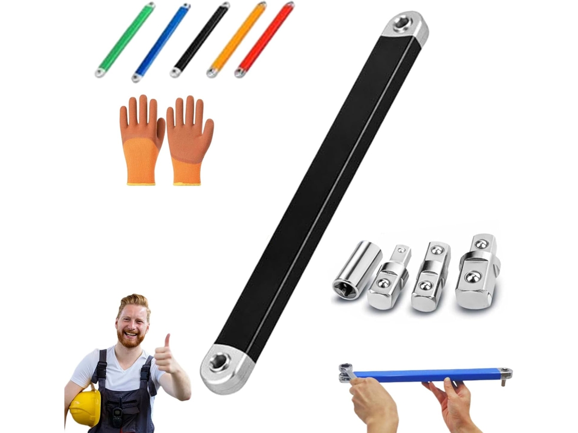 Chave De Extensão Deslocada Profissional, Conjunto Adaptadores 3 Em 1 (1/4", 3/8", 1/2"), De Catraca Ultrafina