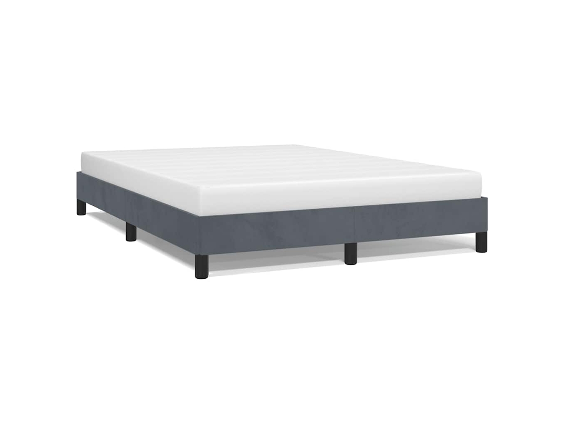Estrutura de Cama sem Colchão em Cinza Escuro 137x190 cm Veludo Tamanho Casal MAISON EXCLUSIVE