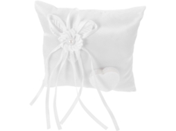 Almofada para Alianças Branca, Porta Floral Casamento, Recipiente em Formato de Coração, Material CHABERLU