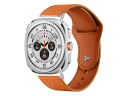 Bracelete Para Samsung Galaxy Watch Ultra - Couro Genuíno Com Fivela Rebitada (47mm) - Marrom