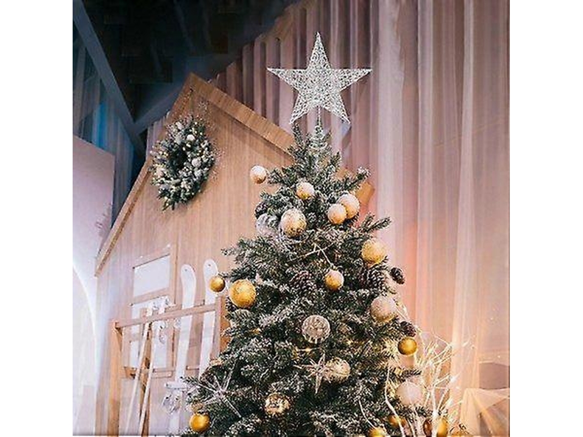 Enfeites De Estrelas Com Glitter Prateado Para O Topo Da Árvore De Natal Olysi Shop