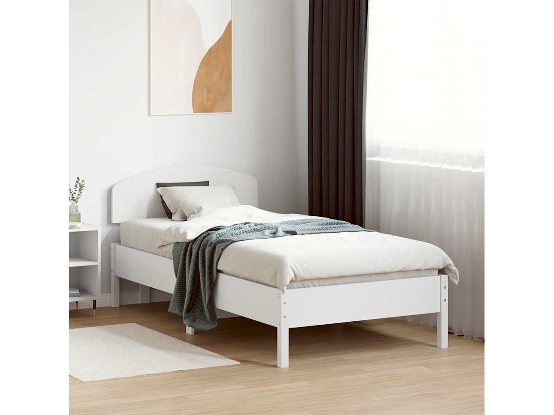 Vidaxl Cama Sem Colchão 75x190 Cm Madeira De Pinho Maciça Branco