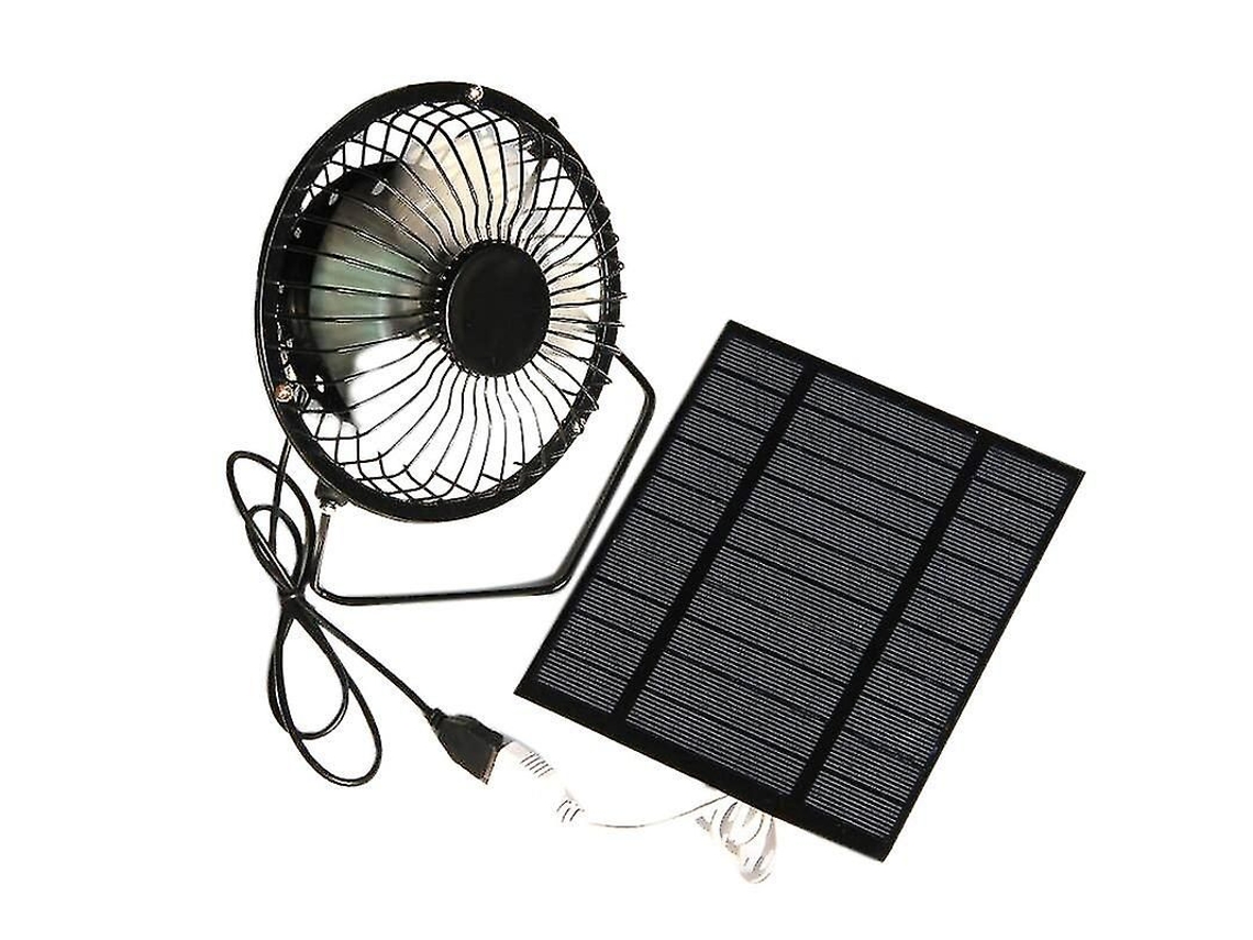 Ventilador Alimentado Com Painel Solar De 5w 5v, Mini Portátil Refrigeração Ventilação 4 Polegad As Usb Pa
