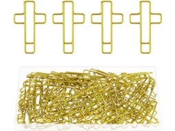 Clips de papel Yuntop Golden Cross, 3,4 x 2,2 cm, pacote com 100 unidades, aço inoxidável
