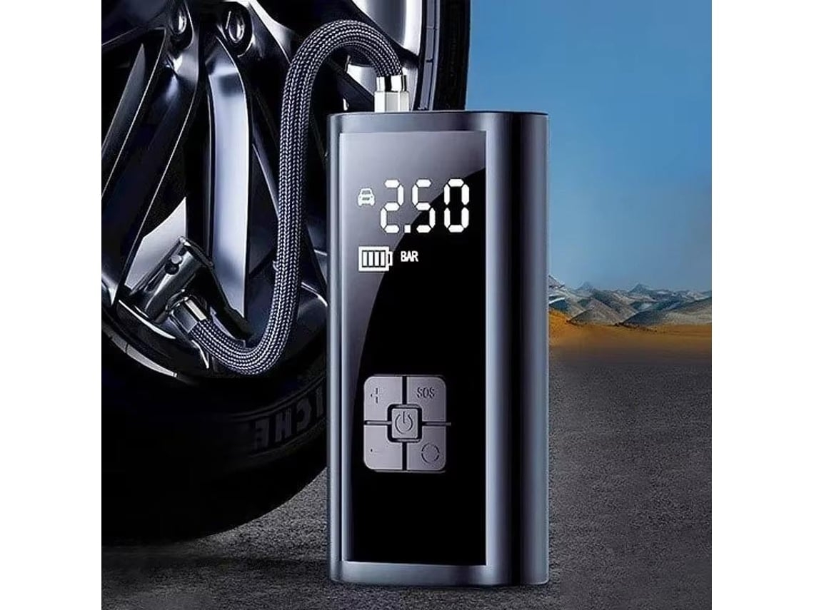 Compressor de Ar Portátil 12 Volts com Bomba Manual Sem Fios e Manómetro Digital, Adequado para Pneus Automóveis Motociclos Bolas, Multifu STELASPLEN