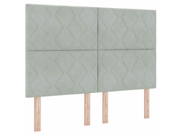 Cabeceira com Cabeceira Luz Cinzento 144 Cm Veludo MAISON EXCLUSIVE
