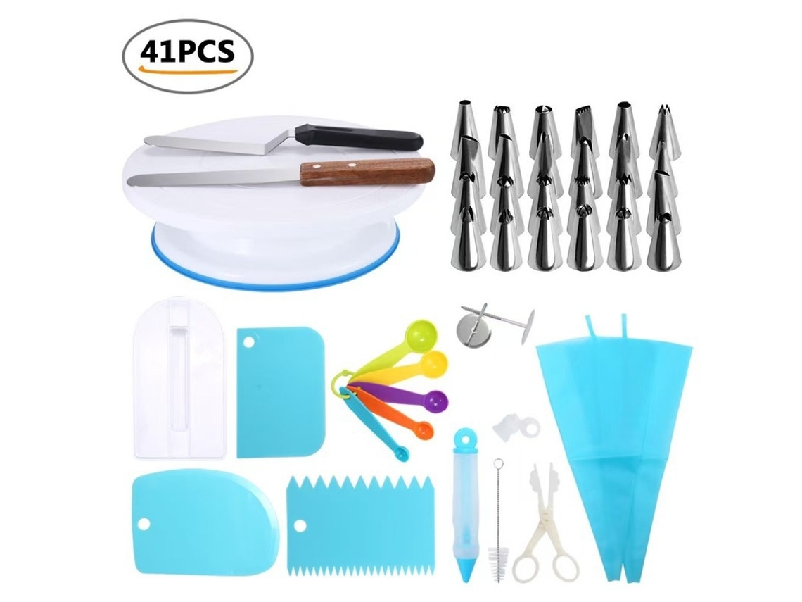 Kit De Confeitaria Com Prato Giratório E Bicos, 41 Peças Elysve