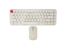 Combo Teclado Sem Fio Mouse 68 Teclas Estilo Retro Typewriter Bege Para Laptop 2.4ghz
