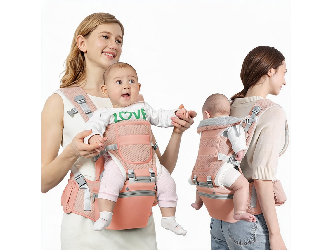 Mochila Porta-bebés Ergonómica De 0 A 48 Meses Com Posição Fisiológica Em M E Assento Capacidade De Carga De 25 Kg Rosa