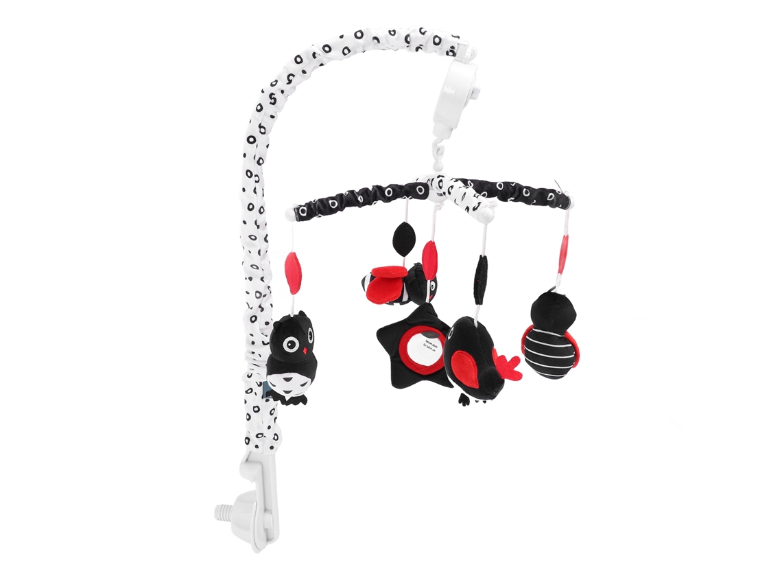 Primerox mobile para Berço Musical com Pelúcia Contraste Preto vermelho para Bebê