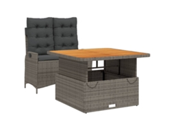 Conjunto de 2 Jantares para Jardim com Almofadões Vime Pe Cinza MAISON EXCLUSIVE
