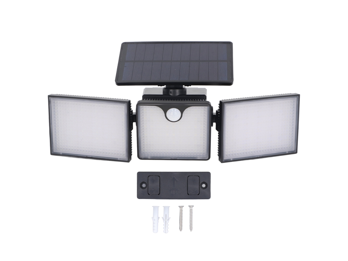 2026 luz Solar Exterior com Sensor de Movimento 50000h Led Ip65 Impermeável 3 Cabeças Luzes de Segurança para Jardim e Patios