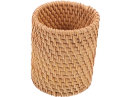 Porta-lápis médio em rattan trançado Villcase, organizador de mesa multifuncional, porta-lápis e porta-objetos