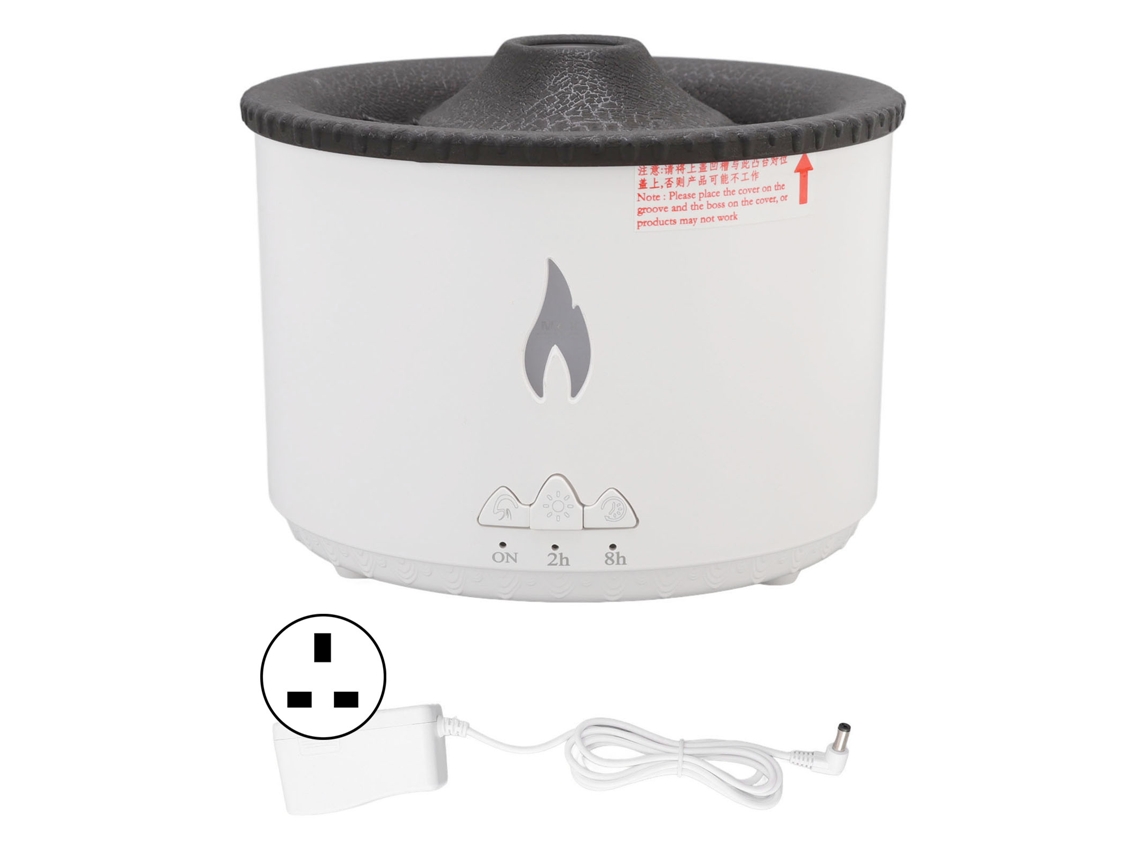 Difusor de Aroma Humidificador com Efeito de Chamas e Luz Led Atomizador 300ml Plug Uk