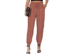 2026 pantalones Casuales Largos de Lino Con Cintura Elástica Y Bolsillos para Mujer XL Caqui