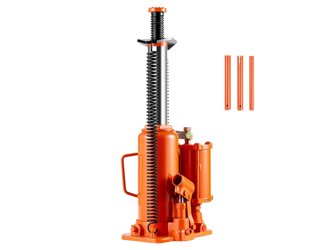 Macaco Hidráulico Pneumático de Garrafa com Capacidade 12 T, Elevação 265 a 505 Mm, Manual Bomba para Reparação Automóveis, Camionetes, Caminhões