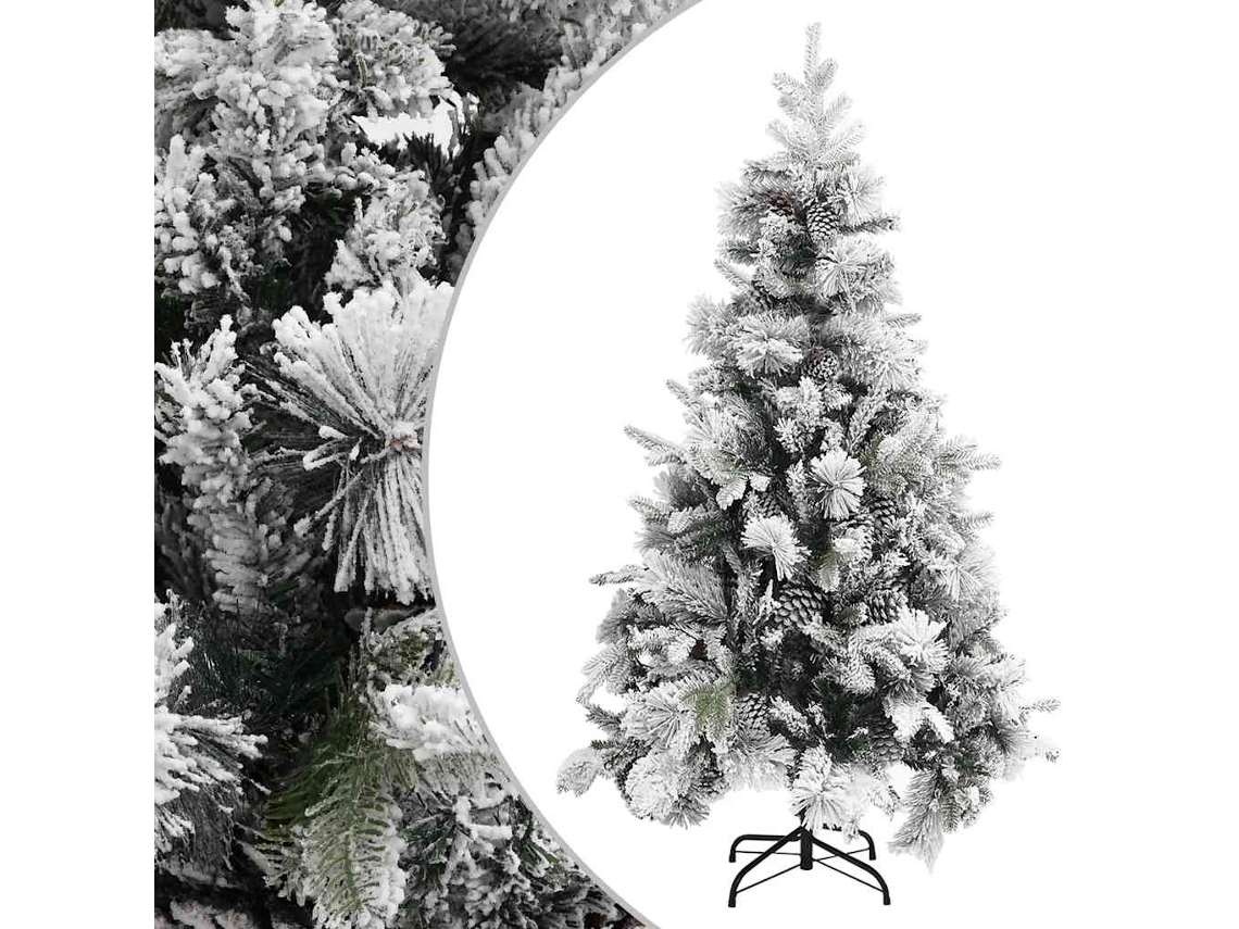 Vidaxl Árvore De Natal C/ Flocos De Neve E Pinhas 195 Cm Pvc E Pe