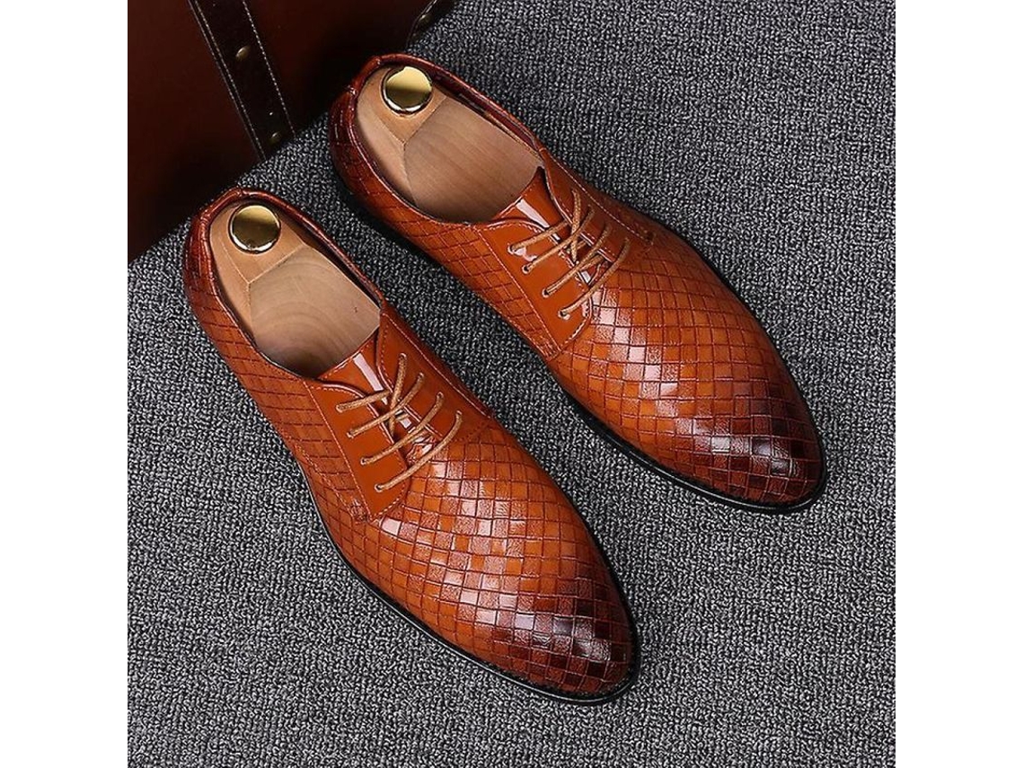 2026 zapatos de Cuero Formales para Hombre, Negocios, Fiesta, Boda, Oxfords Rojos Yem Ybqjoo, Talla Verdadera 44 Amarillo
