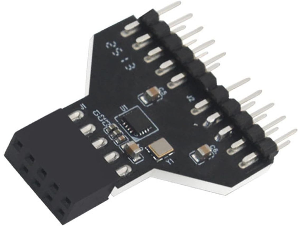 Adaptador De Conector Usb 2.0 Duplo 9 Pinos Compatível Com