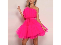 2026 vestido Curto Sem Mangas de Tule para Mulher com Malha Lisa, Estilo Princesa para Festa e Ocasiões Casuais