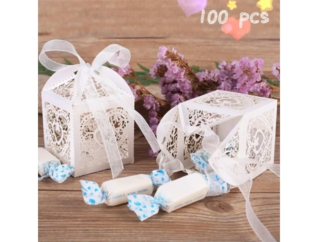 Marchelec 100 pcs caixa de doces contendo doces de papel ballotin para casamento-batismo-aniversário (não contém doces) AISTUO