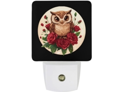 Luz noturna LED rosa Coruja com sensor crepuscular