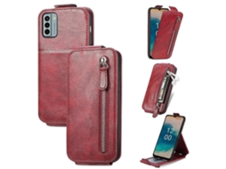 Capa De Couro Com Zíper Tipo Carteira Vertical Para Nokia G22