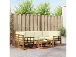 Vidaxl Conjunto De Sofás Para Exterior 7 Pcs Natural E Creme