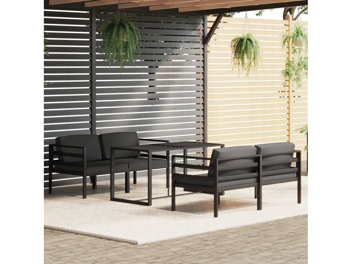 Inclui 5 peças de Lounge Garden com Almofadões Alumínio Antracite Dkd Home Decor