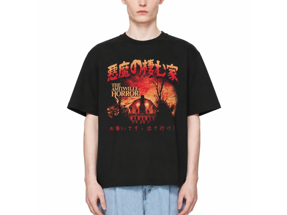 Rockinstone Amityville Horror Movie Ah Kanji Black Adult T-shirt Size:l