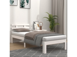 Vidaxl Estrutura Cama Pequena Solteiro 75x190 Cm Madeira Maciça Branco