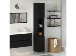 Vidaxl Armário De Banheiro Com Porta Carvalho Preto 30 X 30 X 190 Cm