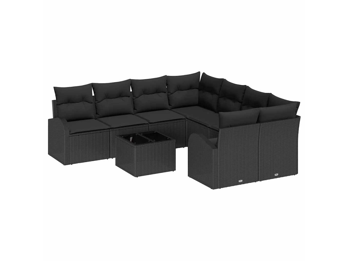 Maison Exclusive - Conjunto De Sofás Com Almofada 9 Pcs Preto Vime Pe