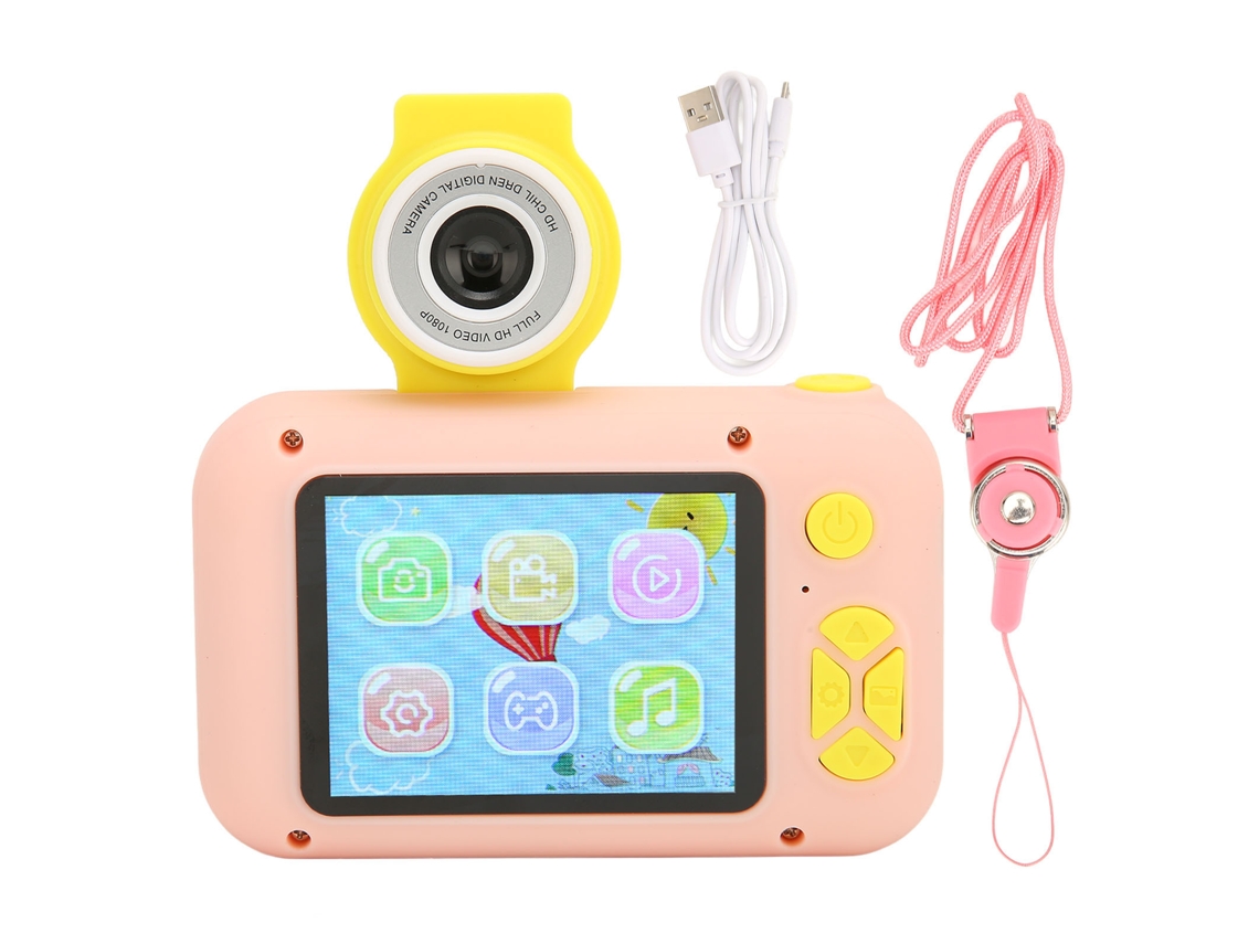 Câmera Digital Infantil 1080p 2.4 Polegadas Flip 180 Graus Multifuncional Selfie Rosa