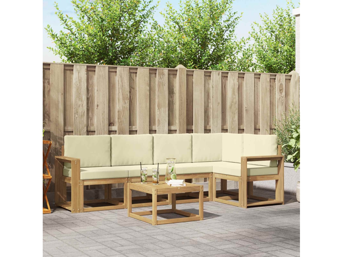 Vidaxl Conjunto De Sofás Para Exterior 6 Pcs Branco E Creme