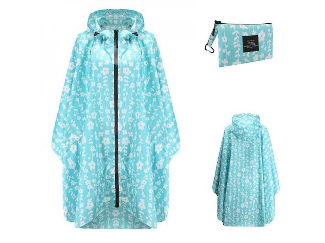 2026 impermeável Portátil para Adultos, Poncho Reutilizável com Capuz e Mangas Leve Xdu Azul