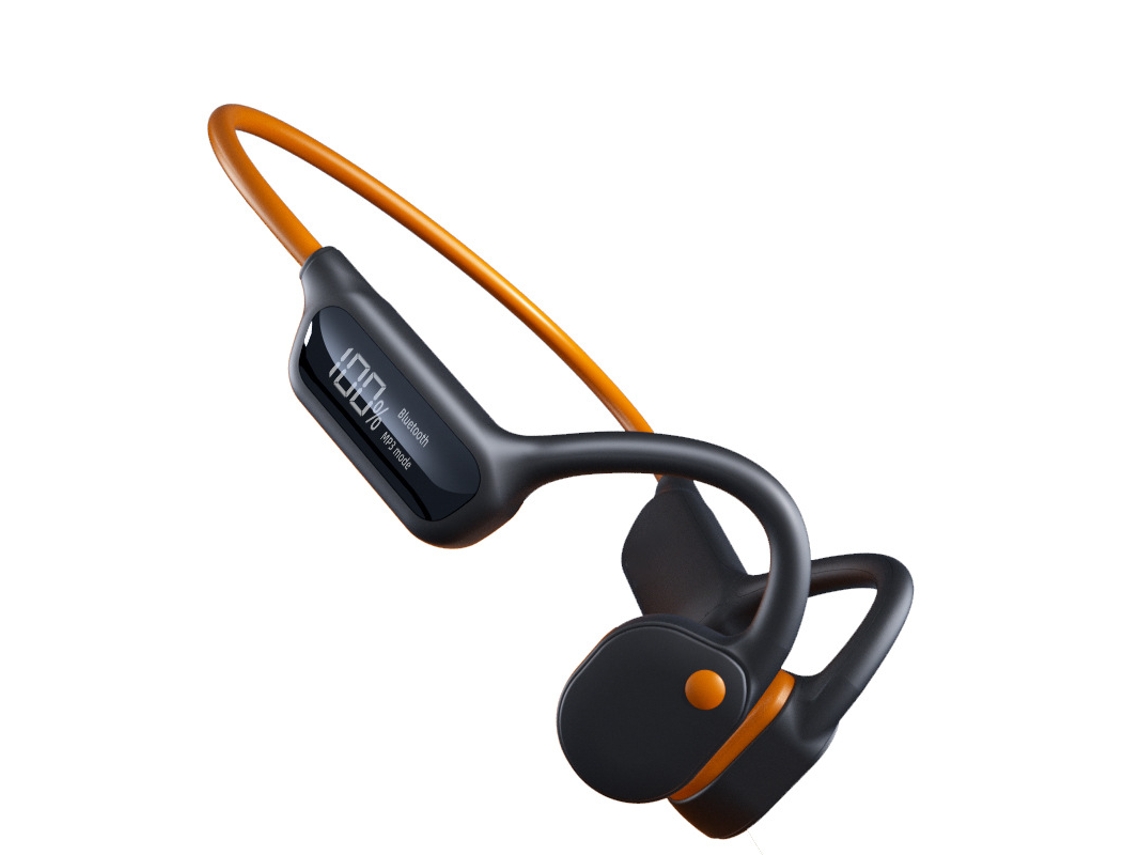 Fones de ouvido sem fio de condução óssea, resistência IPX8 MDUG (preto e laranja)