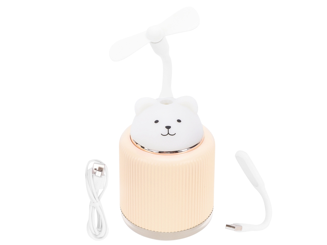 Humidificador Mini Usb Urso Amarelo Estilo De Desenho Animado Com Luz Para Carro, Escritório E Quarto