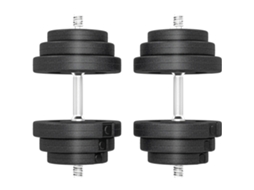 Set 2 Manubri Regolabili Da 40 Kg Totali Con 12 Dischi E Impugnatura Antiscivolo, In Acciaio E Plastica, Nero
