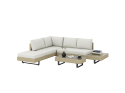 Conjunto Jardim 3 peças PROFESIA BOYANG com sofá modular 3 e 2 lugares, mesa lateral e centro bege