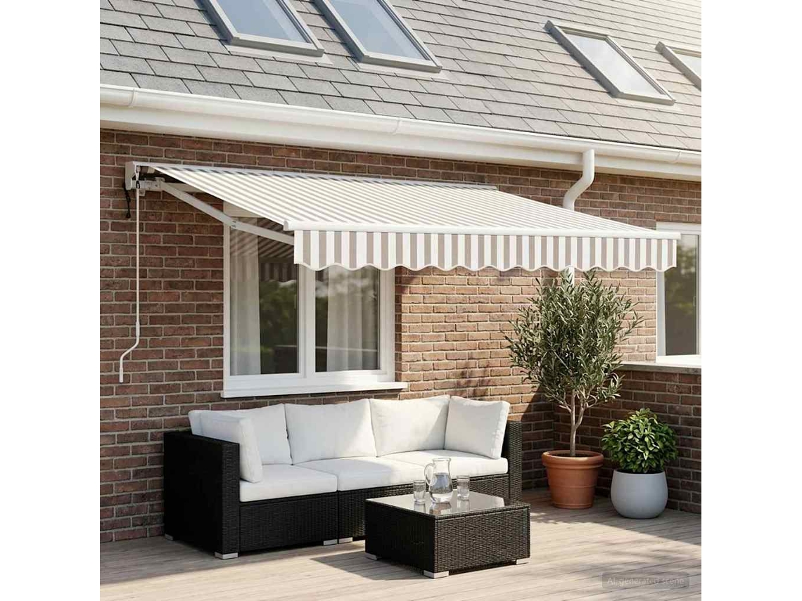 Vidaxl Toldo Retrátil Elétrico Cinza Claro E Branco 3 X 2,5 M