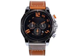 Relógio masculino Curren com calendário, pulseira de couro PU, movimento de quartzo e resistência à água.