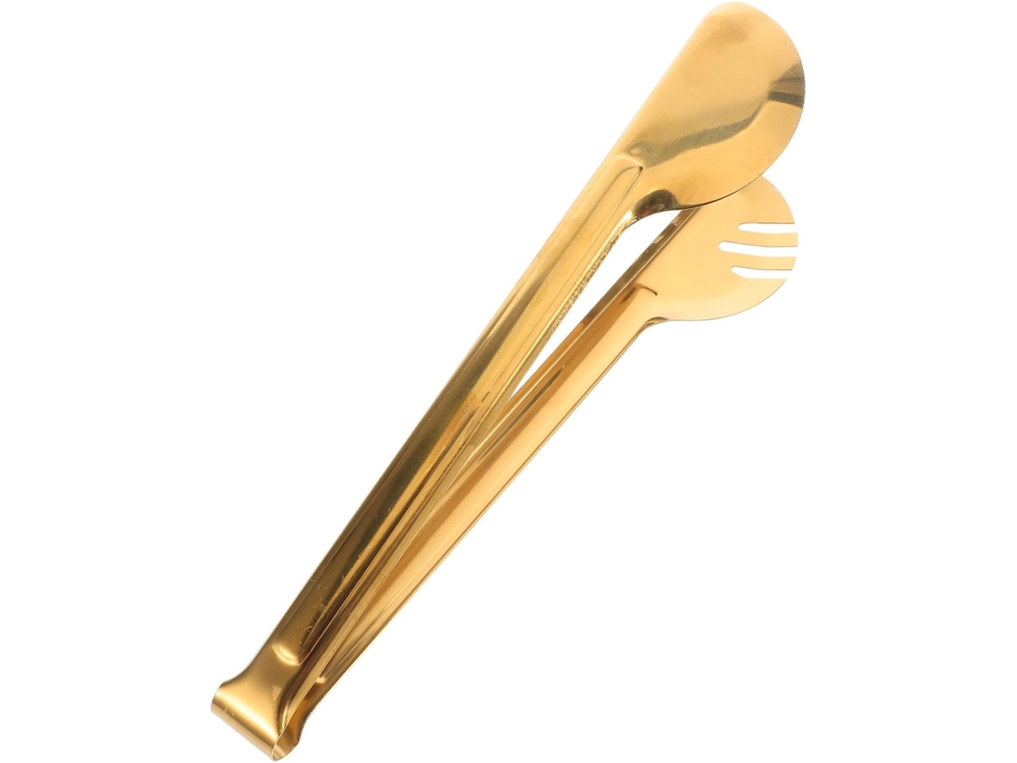 Pinça Gatuida Com Design De Três Linhas E Garras Semicirculares Em Aço Inoxidável Dourado 30cm, Conjunto Para Servir