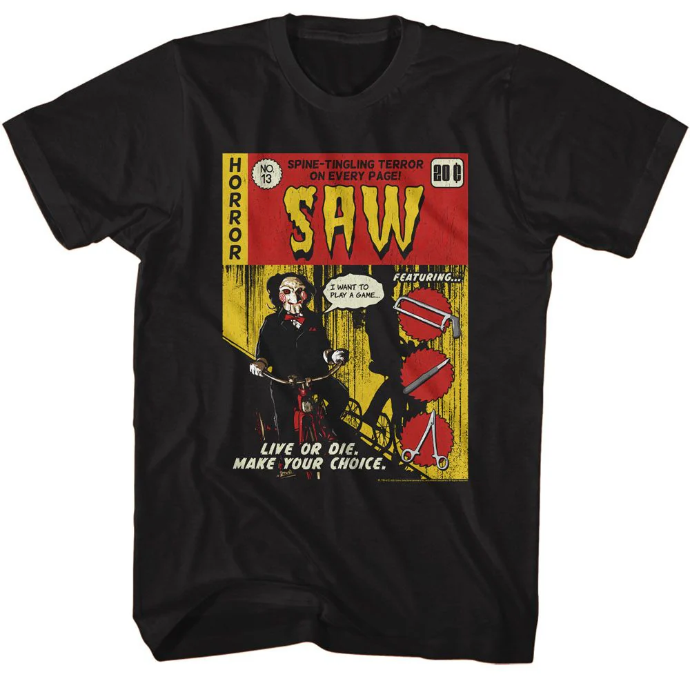 Unisex Adult T-shirt Rockinstone Saw Movie Jigsaw Comic Book Black Sizexl