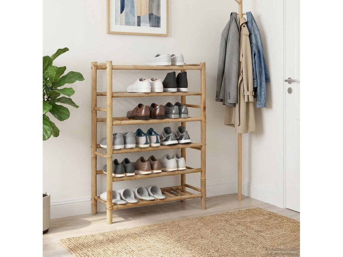 Vidaxl Rack De Sapatos 68 X 28 X 96 Cm Bambu Natural