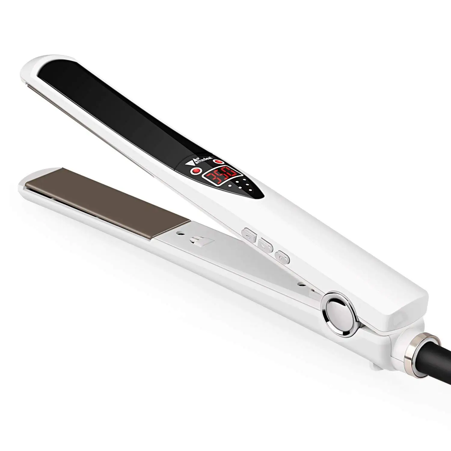 Prancha Alisadora De Cabelo Com Placa De Titânio (branca) E Função De Ondulação Com Aquecimento Rápido.